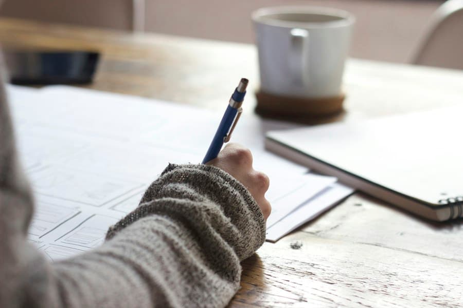 A student working through chemistry notes